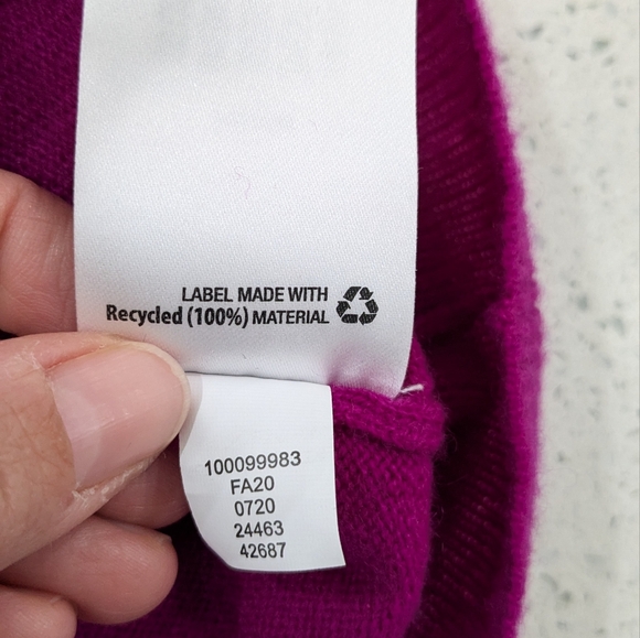 Charter Club 100% Cashmere Fuchsia Cardigan Sweater Button Front Puff Sleeve M - Picture 9 of 9